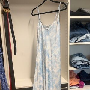 Light Blue Tie-Dye Slip Dress